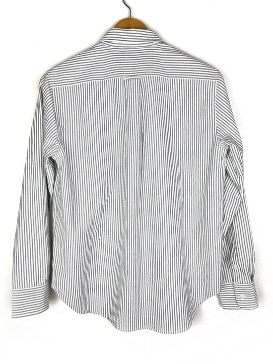 Like New Everlane Must Have Oxford Organic Cotton Charcoal White Stripe  Shirt 4 - Picture 5 of 7